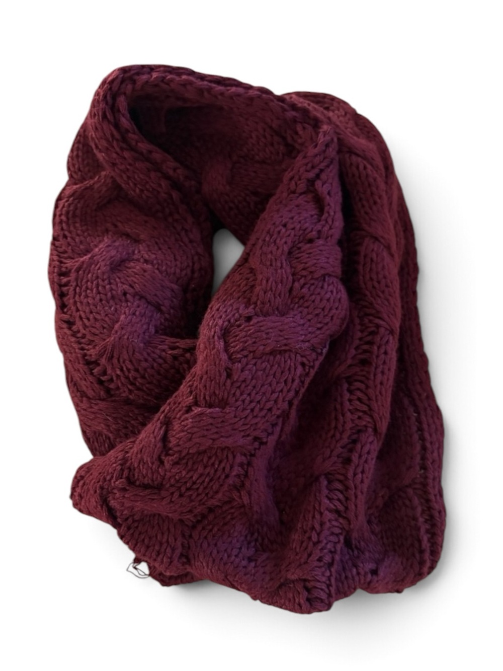 Cable Knit Burgundy Infinity Scarf